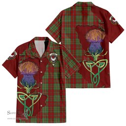 ScotsTee Shop Scottish Leask Clan Tartan Crest with Thistle and Scotland Map Tartan Women Casual Shirt - Classic