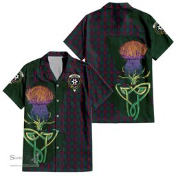 ScotsTee Shop Scottish Jardine Dress Clan Tartan Crest with Thistle and Scotland Map Tartan Women Casual Shirt - Classic
