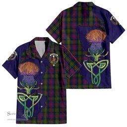 ScotsTee Shop Scottish MacLennan Clan Tartan Crest with Thistle and Scotland Map Tartan Women Casual Shirt - Classic