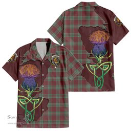 ScotsTee Shop Scottish MacGregor Hunting Ancient Clan Tartan Crest with Thistle and Scotland Map Tartan Women Casual Shirt - Classic