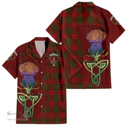 ScotsTee Shop Scottish MacAlister of Glenbarr Clan Tartan Crest with Thistle and Scotland Map Tartan Women Casual Shirt - Classic