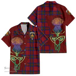ScotsTee Shop Scottish MacGillivray Clan Tartan Crest with Thistle and Scotland Map Tartan Women Casual Shirt - Classic