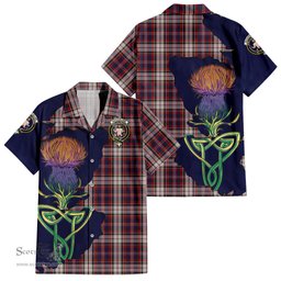 ScotsTee Shop Scottish MacFarlane Dress Clan Tartan Crest with Thistle and Scotland Map Tartan Women Casual Shirt - Classic