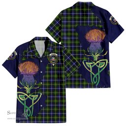 ScotsTee Shop Scottish MacNeil of Barra Modern Clan Tartan Crest with Thistle and Scotland Map Tartan Women Casual Shirt - Classic