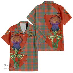 ScotsTee Shop Scottish MacKintosh Ancient Clan Tartan Crest with Thistle and Scotland Map Tartan Women Casual Shirt - Classic