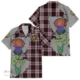 ScotsTee Shop Scottish MacPherson Clan Tartan Crest with Thistle and Scotland Map Tartan Women Casual Shirt - Classic