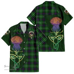 ScotsTee Shop Scottish MacDonald of The Isles Clan Tartan Crest with Thistle and Scotland Map Tartan Women Casual Shirt - Classic