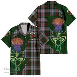 ScotsTee Shop Scottish MacDuff Dress Clan Tartan Crest with Thistle and Scotland Map Tartan Women Casual Shirt - Classic