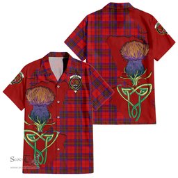 ScotsTee Shop Scottish Leslie Modern Clan Tartan Crest with Thistle and Scotland Map Tartan Women Casual Shirt - Classic