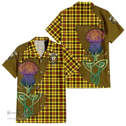 ScotsTee Shop Scottish Jardine Modern Clan Tartan Crest with Thistle and Scotland Map Tartan Women Casual Shirt - Classic