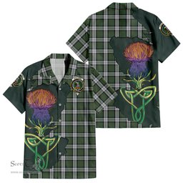 ScotsTee Shop Scottish MacLaren Dress Clan Tartan Crest with Thistle and Scotland Map Tartan Women Casual Shirt - Classic