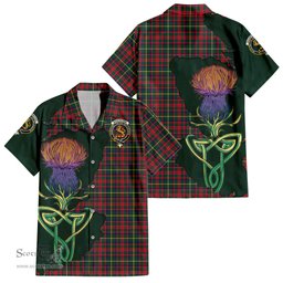 ScotsTee Shop Scottish MacKintosh Hunting Modern Clan Tartan Crest with Thistle and Scotland Map Tartan Women Casual Shirt - Classic