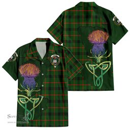 ScotsTee Shop Scottish Kincaid Modern Clan Tartan Crest with Thistle and Scotland Map Tartan Women Casual Shirt - Classic