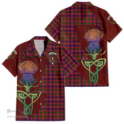 ScotsTee Shop Scottish MacIntyre Modern Clan Tartan Crest with Thistle and Scotland Map Tartan Women Casual Shirt - Classic