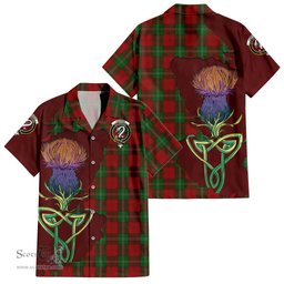 ScotsTee Shop Scottish Lennox Clan Tartan Crest with Thistle and Scotland Map Tartan Women Casual Shirt - Classic