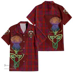 ScotsTee Shop Scottish MacNab Old Clan Tartan Crest with Thistle and Scotland Map Tartan Women Casual Shirt - Classic