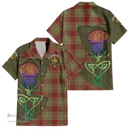 ScotsTee Shop Scottish MacGillivray Hunting Ancient Clan Tartan Crest with Thistle and Scotland Map Tartan Women Casual Shirt - Classic