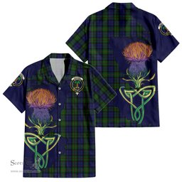 ScotsTee Shop Scottish MacEwan - MacEwen Clan Tartan Crest with Thistle and Scotland Map Tartan Women Casual Shirt - Classic