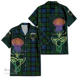 ScotsTee Shop Scottish MacKie Clan Tartan Crest with Thistle and Scotland Map Tartan Women Casual Shirt - Classic