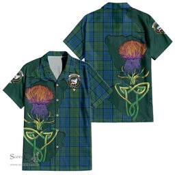 ScotsTee Shop Scottish Lockhart Clan Tartan Crest with Thistle and Scotland Map Tartan Women Casual Shirt - Classic