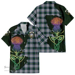ScotsTee Shop Scottish Lindsay Dress Clan Tartan Crest with Thistle and Scotland Map Tartan Women Casual Shirt - Classic