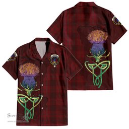 ScotsTee Shop Scottish Stirling of Keir Clan Tartan Crest with Thistle and Scotland Map Tartan Women Casual Shirt - Classic