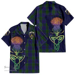 ScotsTee Shop Scottish Strachan Clan Tartan Crest with Thistle and Scotland Map Tartan Women Casual Shirt - Classic