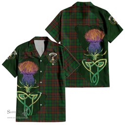 ScotsTee Shop Scottish Matheson Hunting Highland Clan Tartan Crest with Thistle and Scotland Map Tartan Women Casual Shirt - Classic
