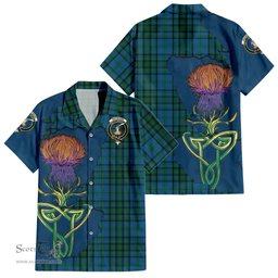 ScotsTee Shop Scottish Matheson Hunting Clan Tartan Crest with Thistle and Scotland Map Tartan Women Casual Shirt - Classic