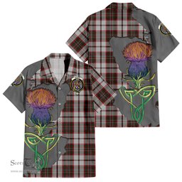 ScotsTee Shop Scottish Scott Dress Clan Tartan Crest with Thistle and Scotland Map Tartan Women Casual Shirt - Classic