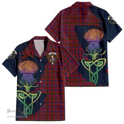 ScotsTee Shop Scottish Murray of Tullibardine Clan Tartan Crest with Thistle and Scotland Map Tartan Women Casual Shirt - Classic