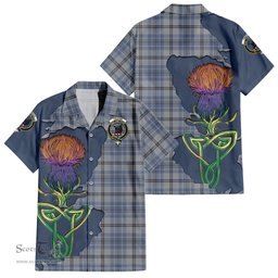 ScotsTee Shop Scottish Tweedie Clan Tartan Crest with Thistle and Scotland Map Tartan Women Casual Shirt - Classic