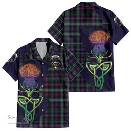 ScotsTee Shop Scottish Rose Hunting Modern Clan Tartan Crest with Thistle and Scotland Map Tartan Women Casual Shirt - Classic