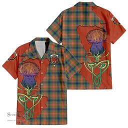 ScotsTee Shop Scottish Wilson Ancient Clan Tartan Crest with Thistle and Scotland Map Tartan Women Casual Shirt - Classic