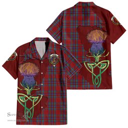 ScotsTee Shop Scottish Spens Clan Tartan Crest with Thistle and Scotland Map Tartan Women Casual Shirt - Classic