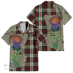 ScotsTee Shop Scottish Rose White Dress Clan Tartan Crest with Thistle and Scotland Map Tartan Women Casual Shirt - Classic