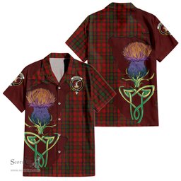 ScotsTee Shop Scottish Matheson Dress Clan Tartan Crest with Thistle and Scotland Map Tartan Women Casual Shirt - Classic