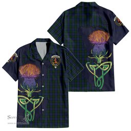 ScotsTee Shop Scottish Sutherland Clan Tartan Crest with Thistle and Scotland Map Tartan Women Casual Shirt - Classic