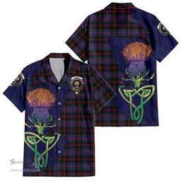 ScotsTee Shop Scottish Nairn Clan Tartan Crest with Thistle and Scotland Map Tartan Women Casual Shirt - Classic