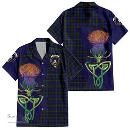 ScotsTee Shop Scottish Sempill Clan Tartan Crest with Thistle and Scotland Map Tartan Women Casual Shirt - Classic