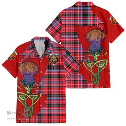 ScotsTee Shop Scottish Udny Clan Tartan Crest with Thistle and Scotland Map Tartan Women Casual Shirt - Classic