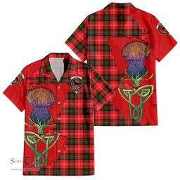ScotsTee Shop Scottish Nesbitt Modern Clan Tartan Crest with Thistle and Scotland Map Tartan Women Casual Shirt - Classic