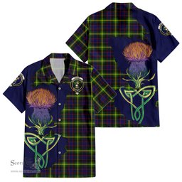 ScotsTee Shop Scottish Watson Modern Clan Tartan Crest with Thistle and Scotland Map Tartan Women Casual Shirt - Classic