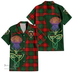 ScotsTee Shop Scottish Stewart Atholl Modern Clan Tartan Crest with Thistle and Scotland Map Tartan Women Casual Shirt - Classic