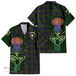 ScotsTee Shop Scottish Stewart of Appin Hunting Clan Tartan Crest with Thistle and Scotland Map Tartan Women Casual Shirt - Classic