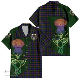 ScotsTee Shop Scottish Murray of Atholl Modern Clan Tartan Crest with Thistle and Scotland Map Tartan Women Casual Shirt - Classic