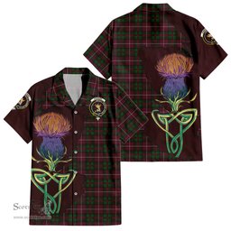ScotsTee Shop Scottish Stewart of Bute Hunting Clan Tartan Crest with Thistle and Scotland Map Tartan Women Casual Shirt - Classic