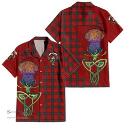 ScotsTee Shop Scottish Wood Dress Clan Tartan Crest with Thistle and Scotland Map Tartan Women Casual Shirt - Classic