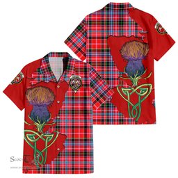 ScotsTee Shop Scottish Straiton Clan Tartan Crest with Thistle and Scotland Map Tartan Women Casual Shirt - Classic
