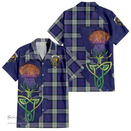 ScotsTee Shop Scottish Sinclair Dress Clan Tartan Crest with Thistle and Scotland Map Tartan Women Casual Shirt - Classic